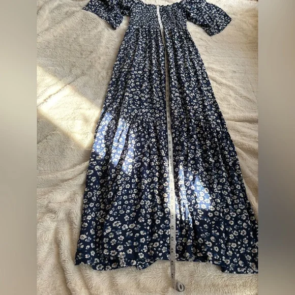 NWT Saltwater Luxe Blue & White Baltic Floral Tiered Skirt Maxi Dress Size Small - Picture 8 of 10